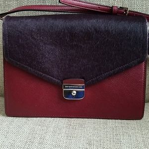 Kate Spade leather and mohair burgundy crossbody
